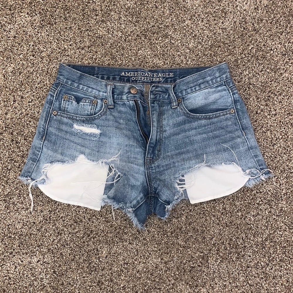 Light wash high waisted jean shorts